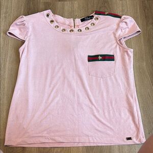 Pink Top with Gold Eyelets large